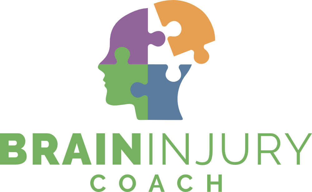 Brain shaped puzzle pieces logo for brain injury coach